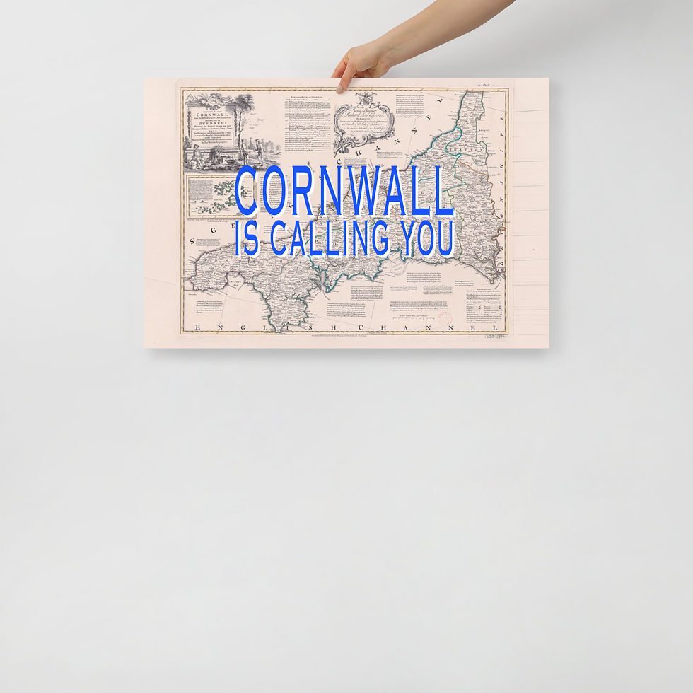 Thumbnail: Cornwall Is Calling You Blue | Historic 1758 Thomas Kitchin Map Poster