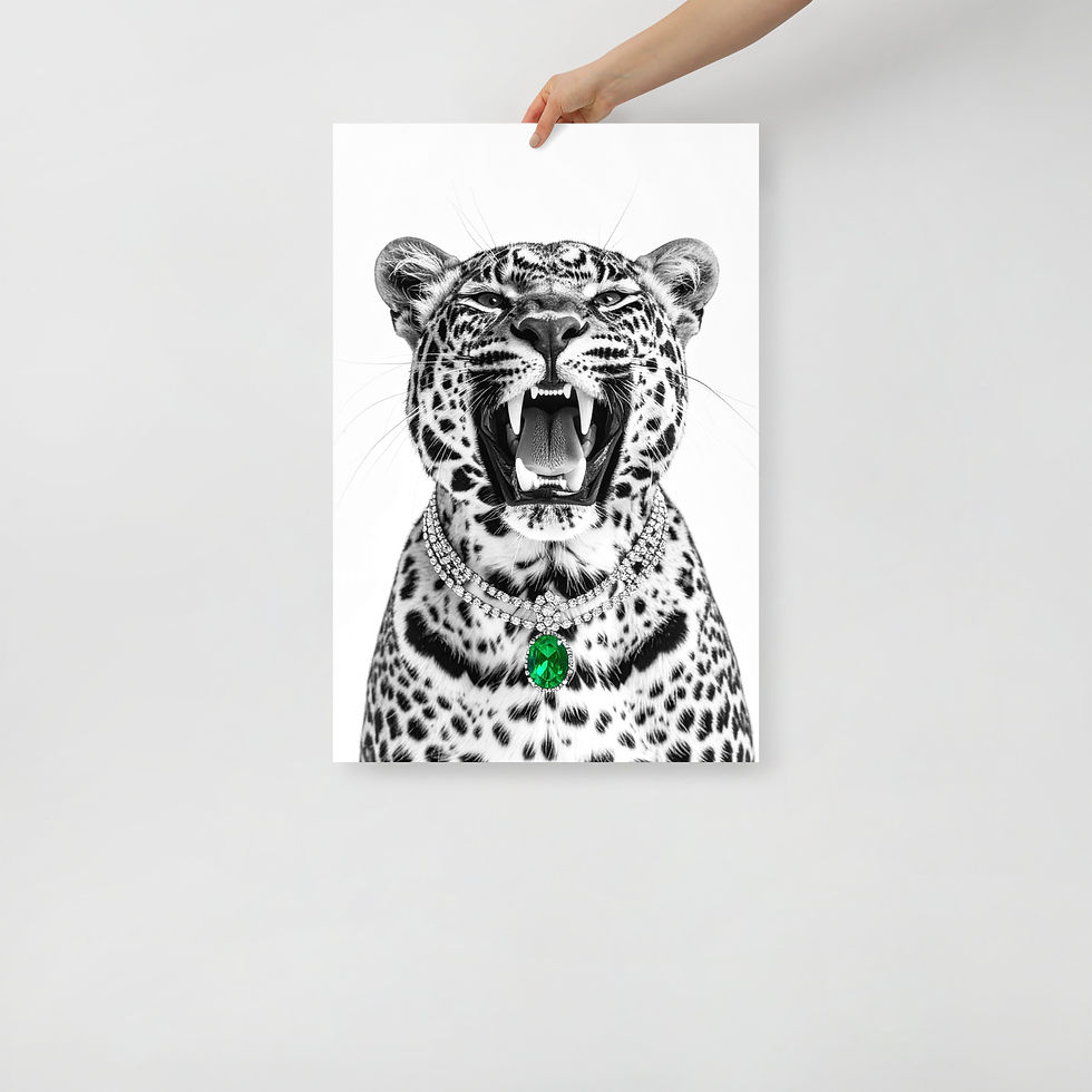 Thumbnail: The Emerald Roar – Black & White Leopard with Gem – Fine Art Photography