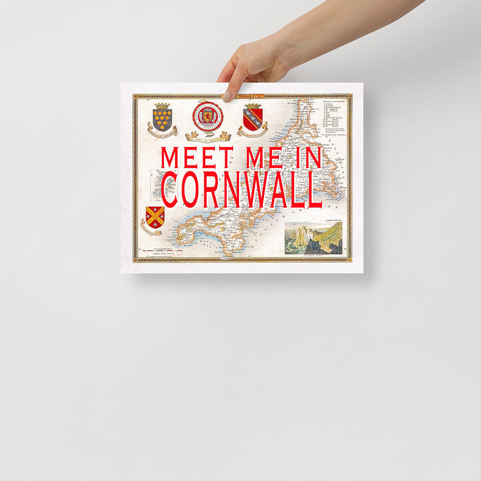 Thumbnail: Meet Me in Cornwall Red | Historic 1850 Thomas Moule Map Poster