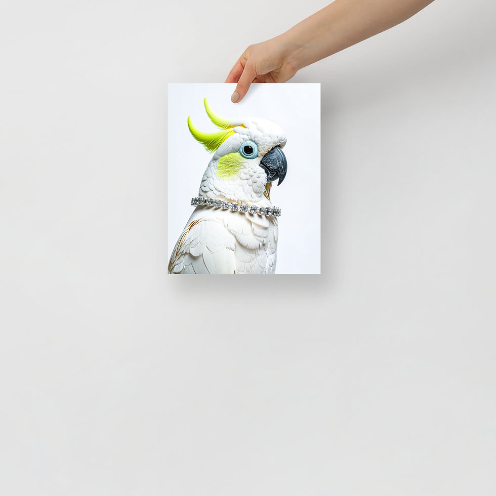 Thumbnail: Emerald Crowned Majesty – Green-Crested Cockatoo with Diamond Necklace