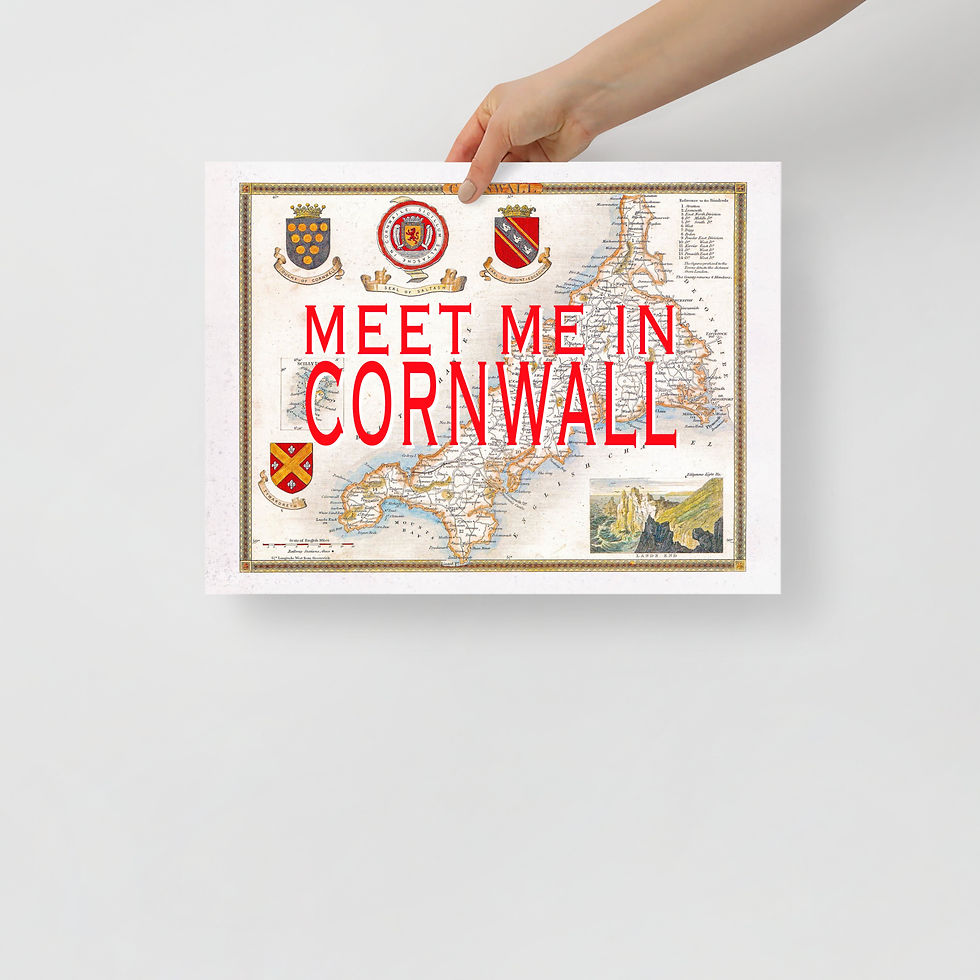 Thumbnail: Meet Me in Cornwall Red | Historic 1850 Thomas Moule Map Poster