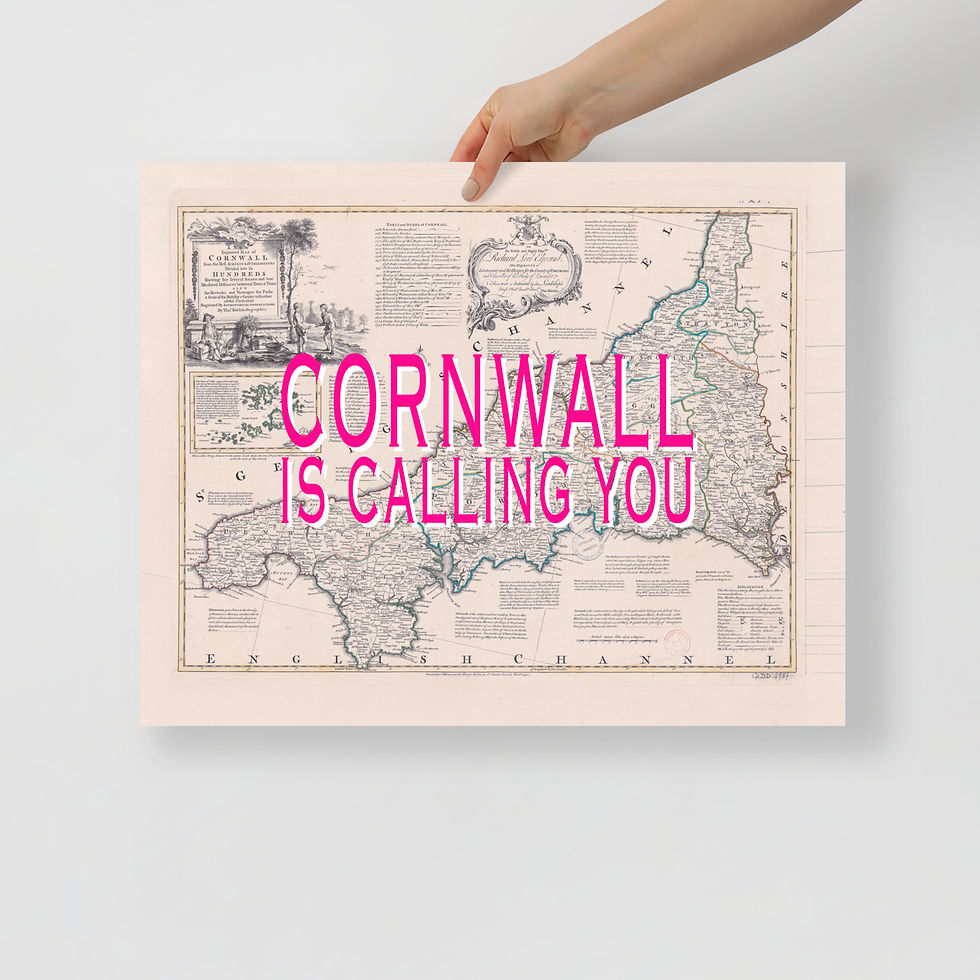 Thumbnail: Cornwall Is Calling You Pink | Historic 1758 Thomas Kitchin Map Poster