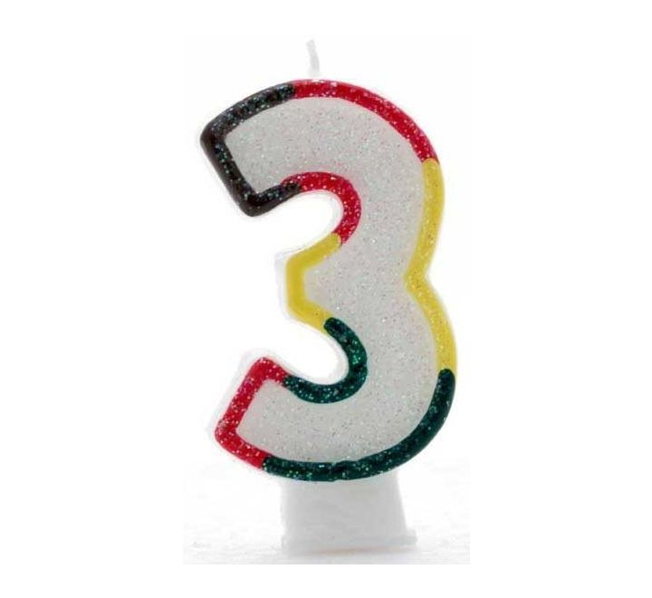 Number three birthday candle