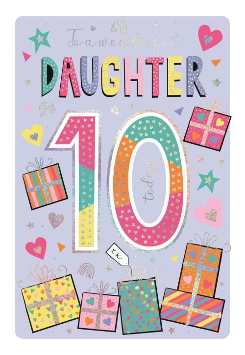 Daughter's 10th Birthday card with gifts