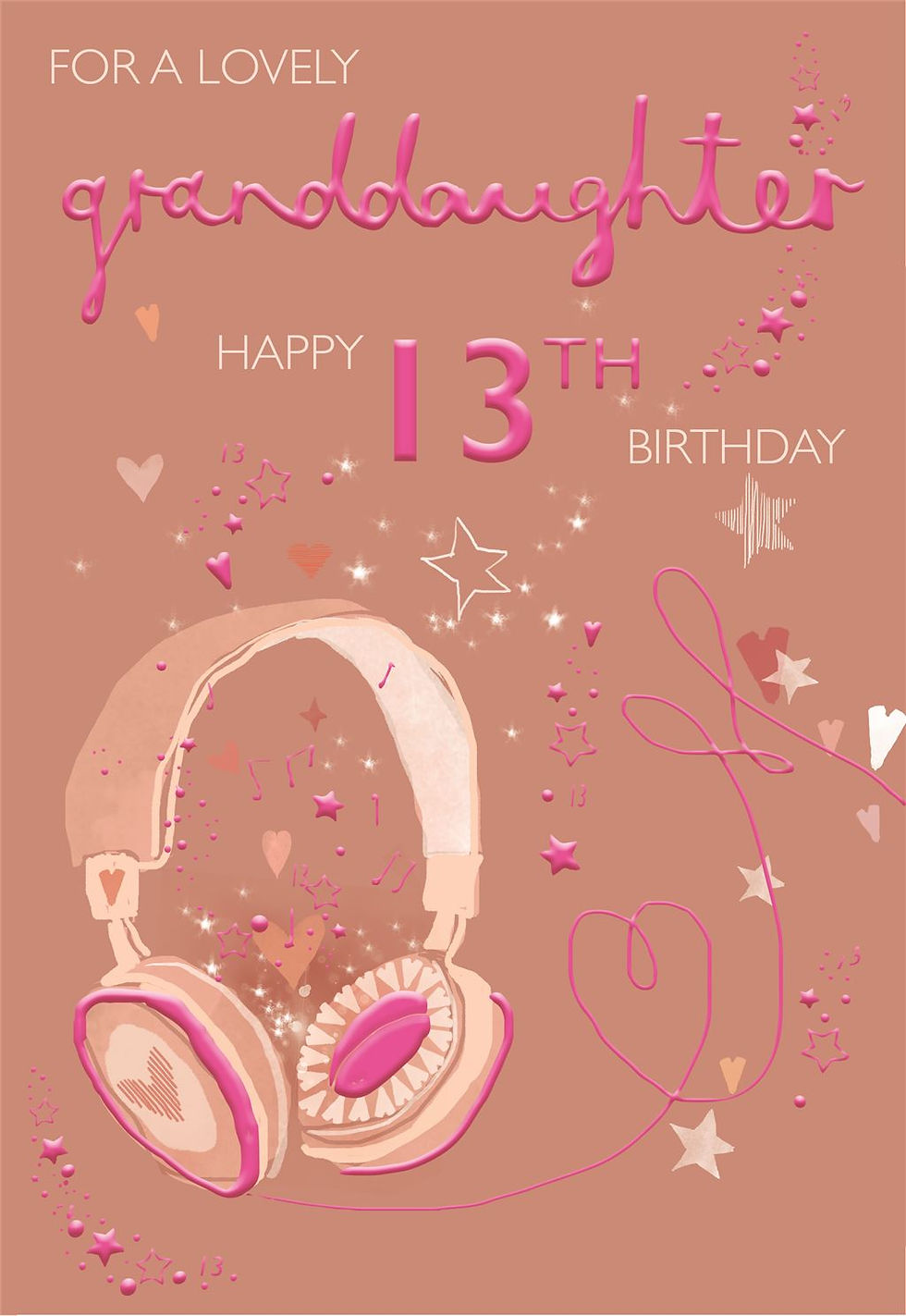 Happy 13th Birthday card featuring headphones