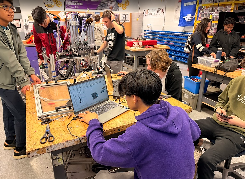 Students working on robot designs