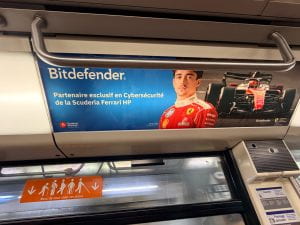 Out of home advertising in Paris metro featuring Charles Leclerc