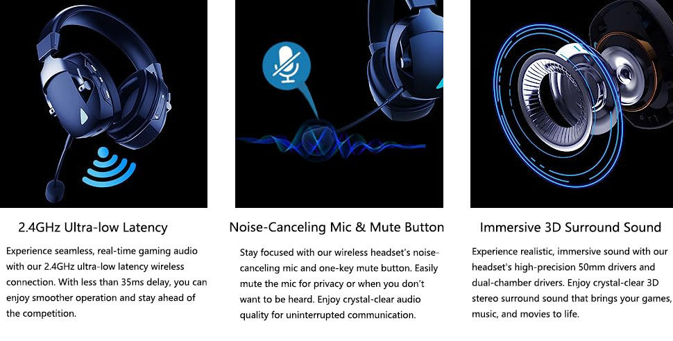 Thumbnail: Tri-Mode Wireless Gaming Headset with Detachable Mic