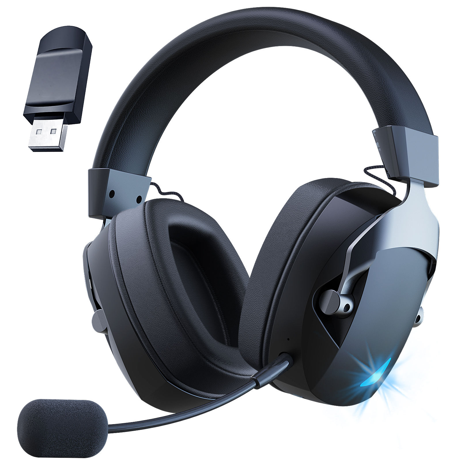 Tri-Mode Wireless Gaming Headset with Detachable Mic