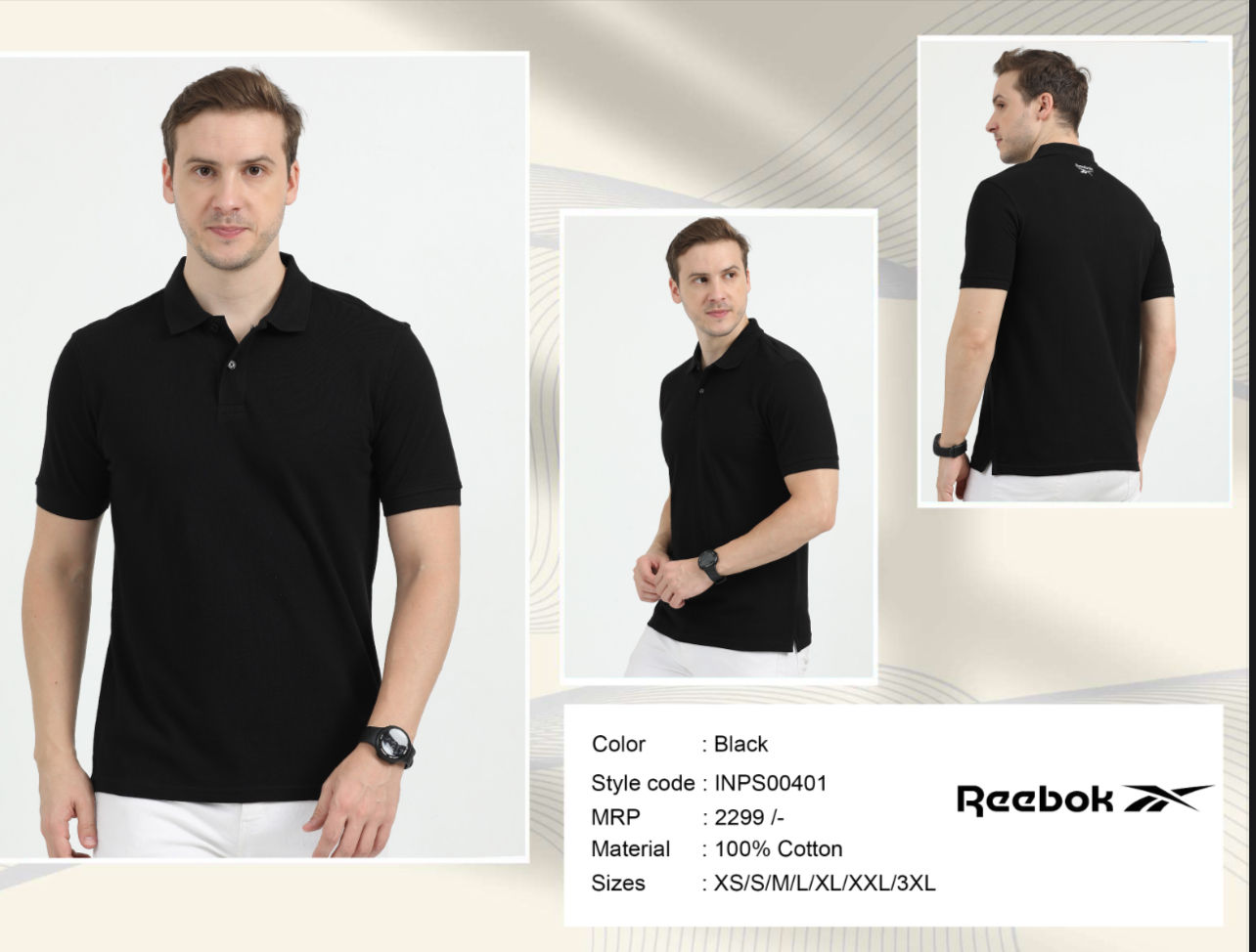 Reebok Cotton Polo T Shirt 
