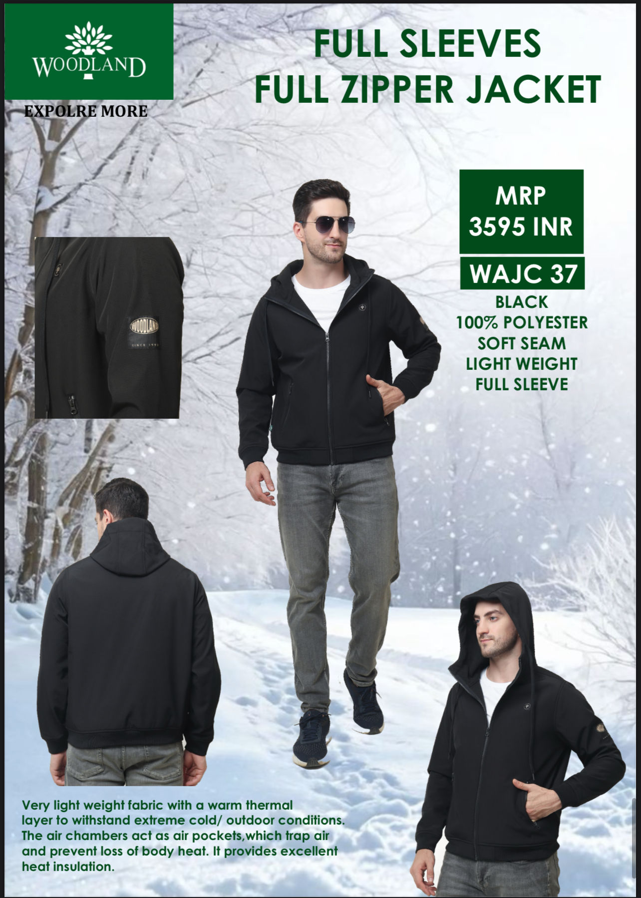 Woodland Full Sleeves Full Zipper Jacket WAJC37