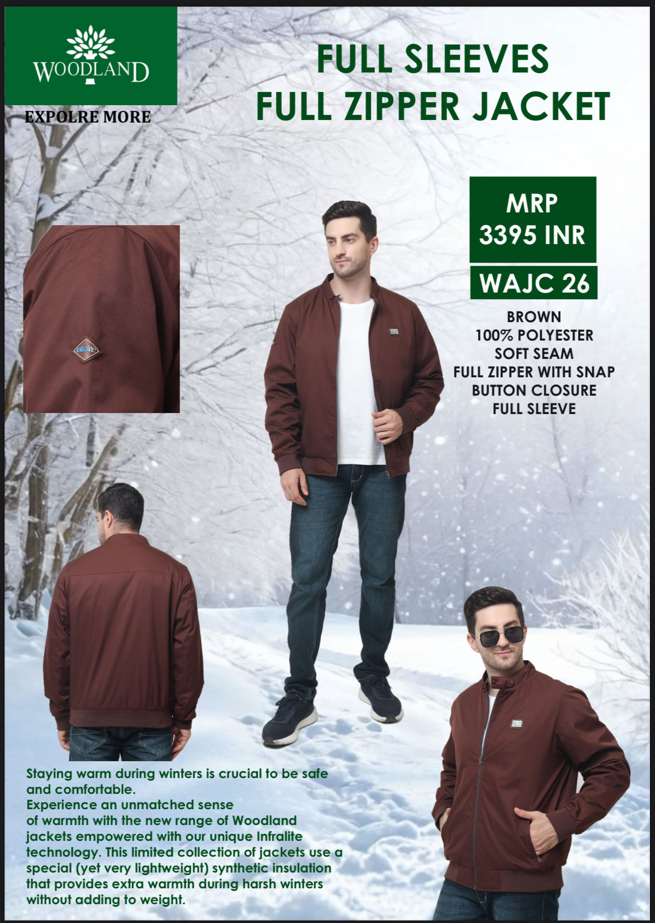 Woodland Full Sleeves Full Zipper Jacket WAJC26