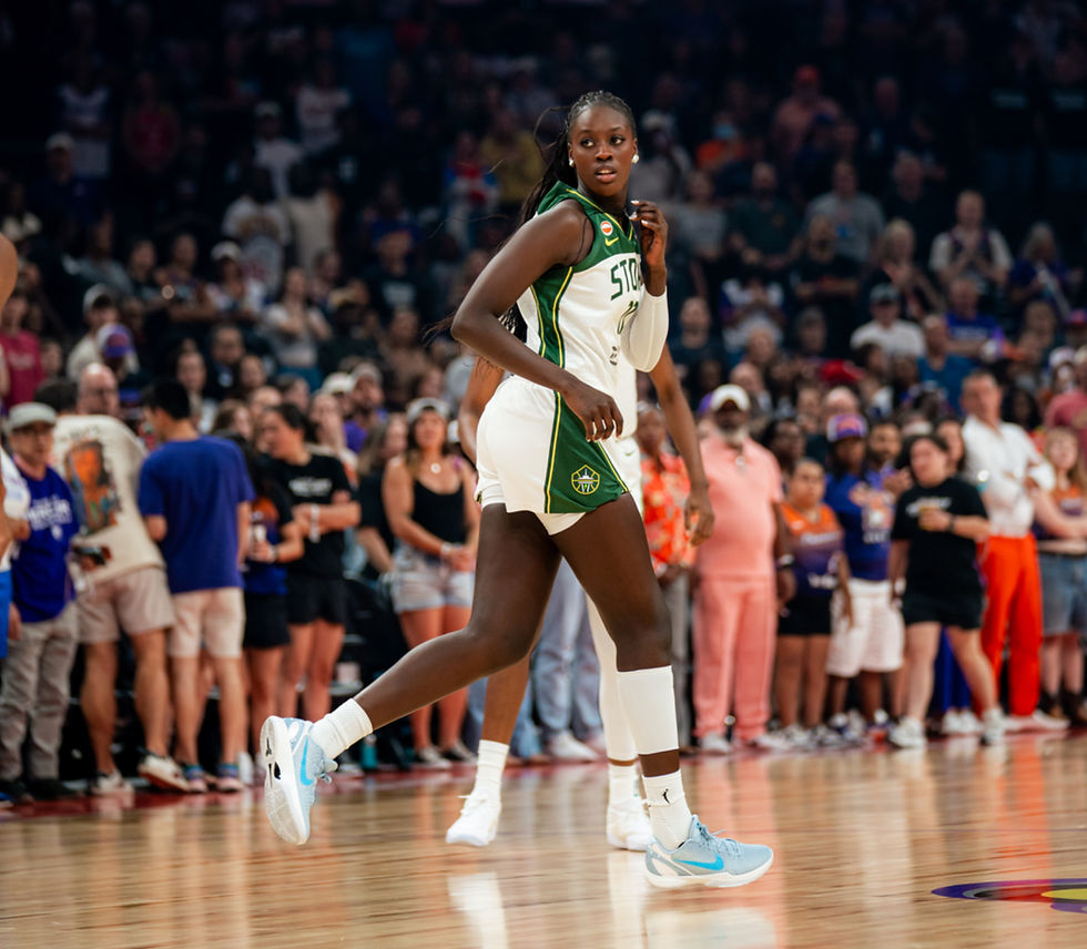 Awa Fam proving to be the next froncourt talent in Seattle. Photo Credit: Seattle Storm