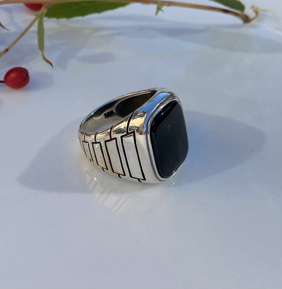 Thumbnail: Onyx man ring size 10 sterling silver 