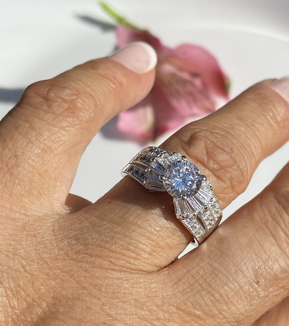 Thumbnail: Ring size 8 sterling silver with High quality Cz’s 