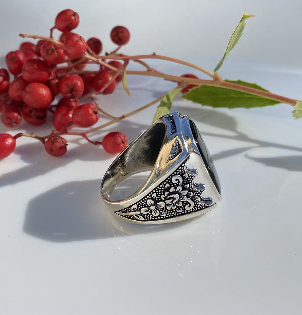 Thumbnail: Onyx man ring size 10 sterling silver 