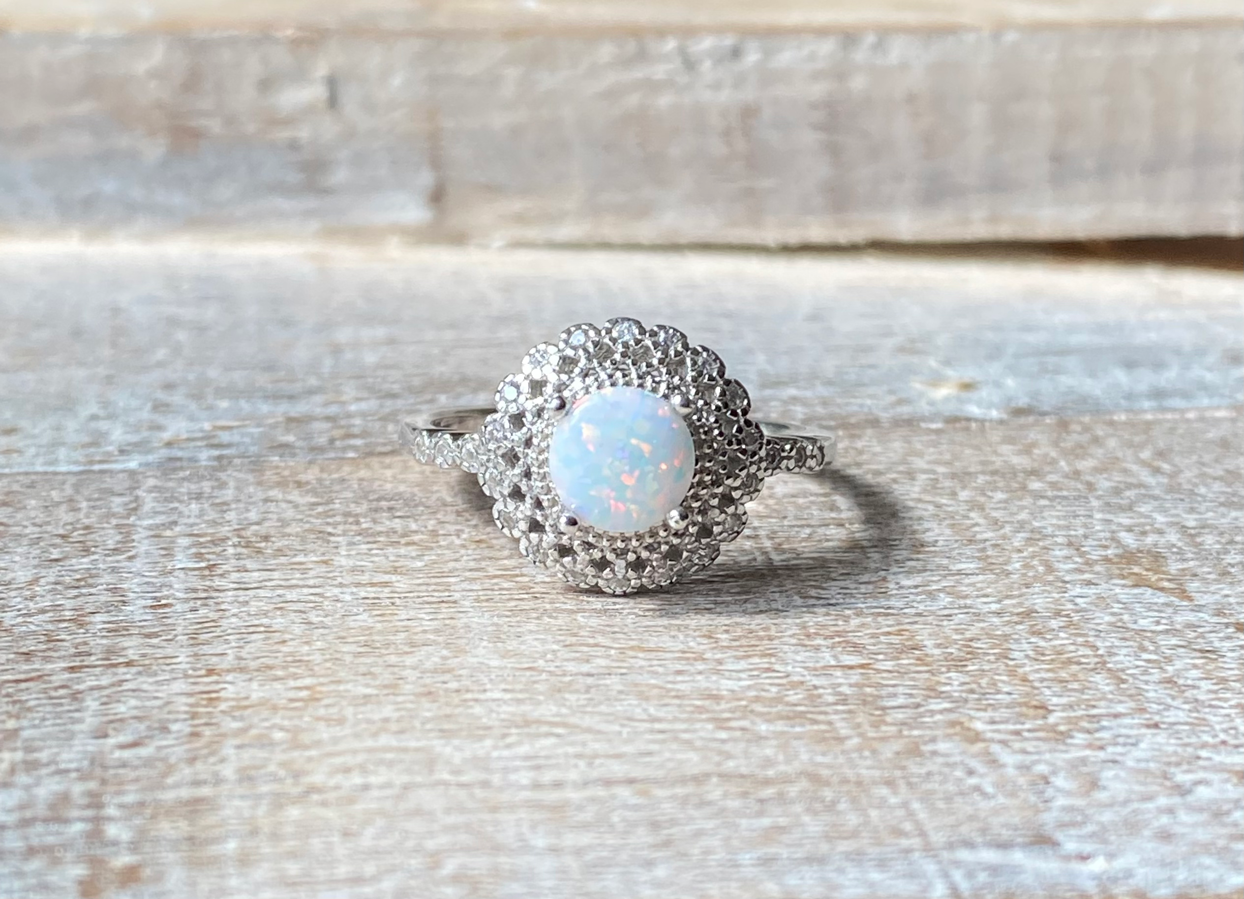 Opal ring size 7 sterling silver 