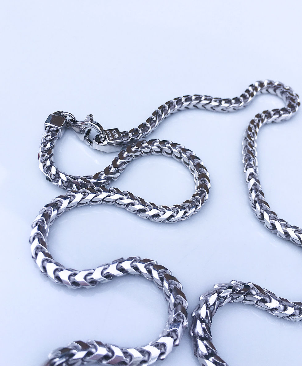 Thumbnail: Square link 925 solid sterling silver necklace 24" long