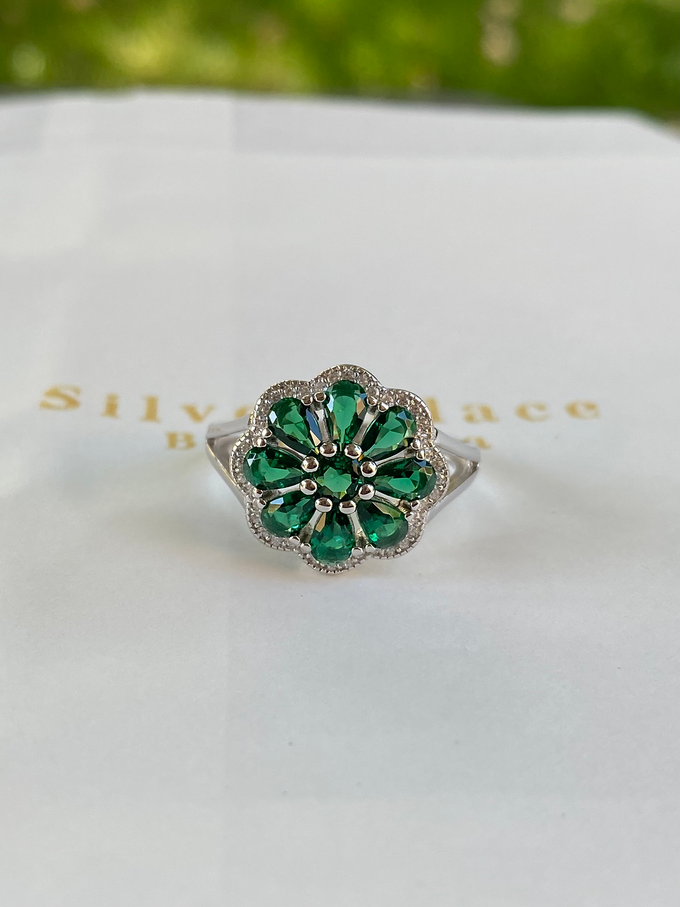 Green topaz ring sterling silver 