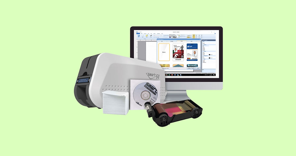 Thumbnail: IDP SMART-51S single side id card printer bundle 1 ribbon 100 pvc cards and Smar