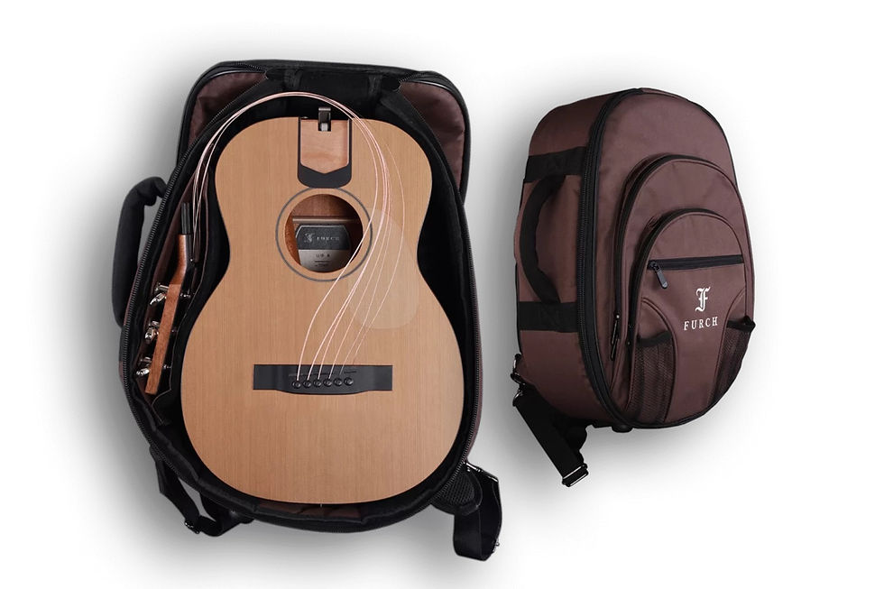 front dissasembled in bag Katyah Furch LJ10CM Travel Guitar
