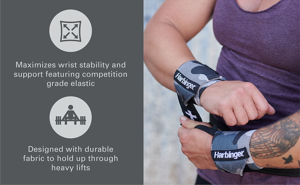 Thumbnail: Harbinger | Red Line Thumb Loop Wrist Wraps - Grey Camo
