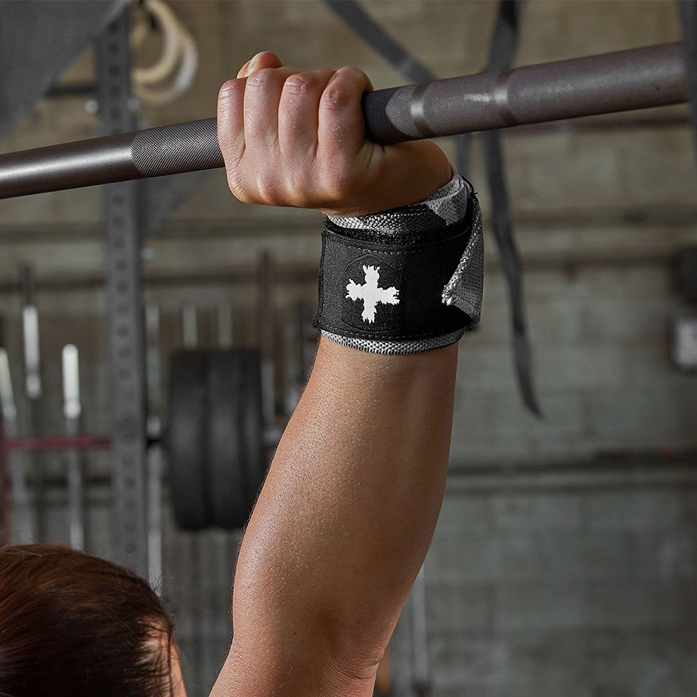 Thumbnail: Harbinger | Red Line Thumb Loop Wrist Wraps - Grey Camo