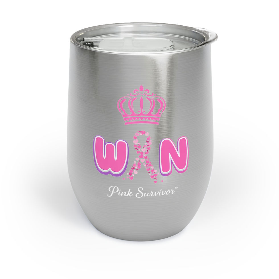 Thumbnail: Breast Cancer Wine Tumbler — 'Win' with Crown Design
