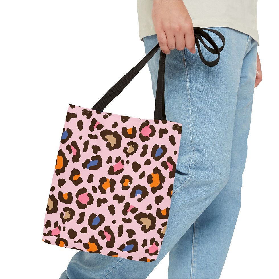 Thumbnail: Pink Colorful Leopard Print Tote Bag | Cute Animal Pattern Tote