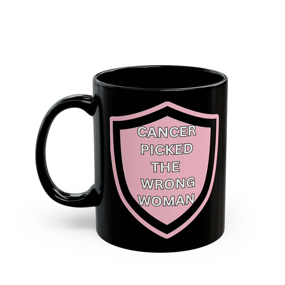 Thumbnail: Cancer Picked the Wrong Woman mug | Black Coffee Cup, Breast Cancer Awareness