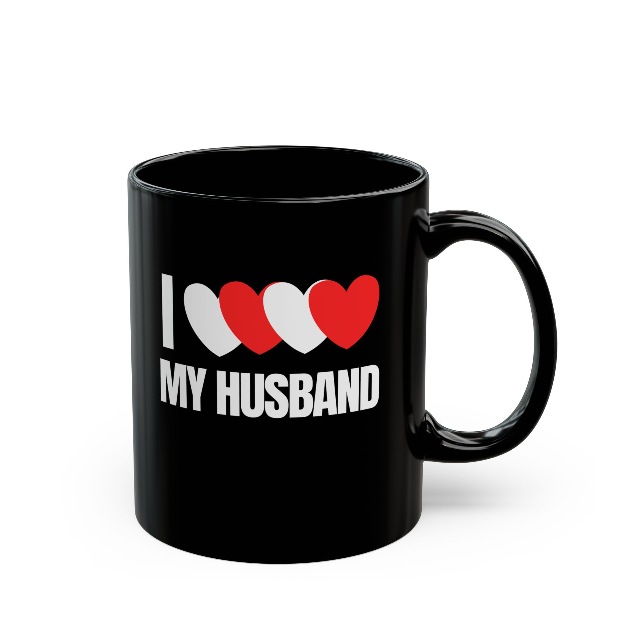 I Love My Husband Black Coffee Cup for Wife Gift Valentines Day for Husband