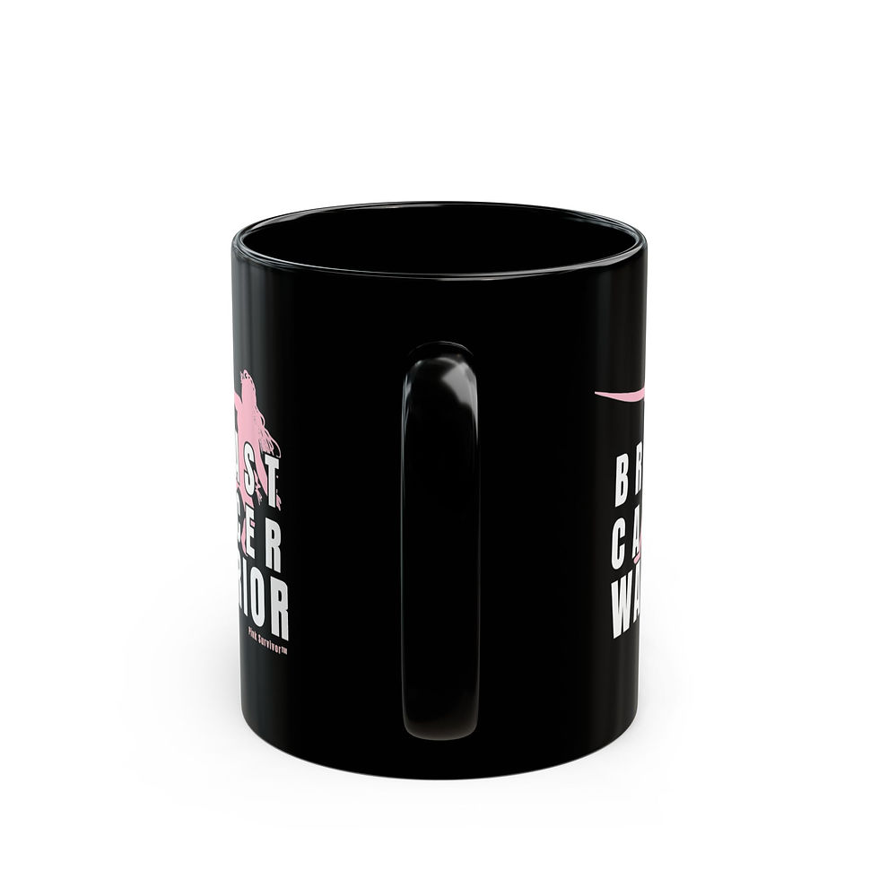 Thumbnail: Breast Cancer Warrior Mug | Black 11oz, Pink Ribbon Survivor