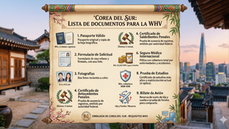 lista documentos visa working holiday corea del sur