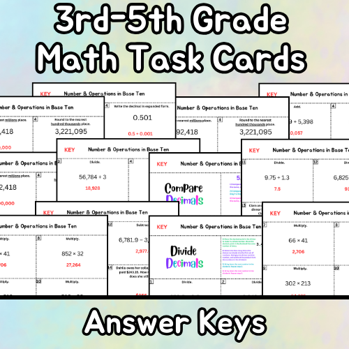 Thumbnail: 3rd-5th Grade Math Task Cards: Number and Operations in Base Ten