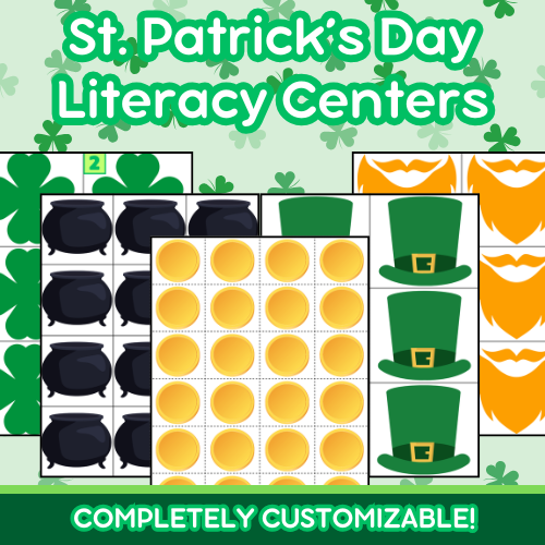 Thumbnail: St. Patrick's Day Literacy & Math Centers (K-2)