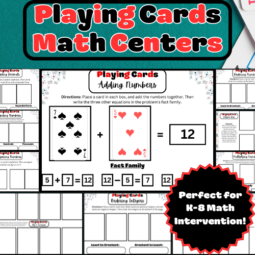 Card House Math Playing Cards Math Centers | Kiki's Curriculum