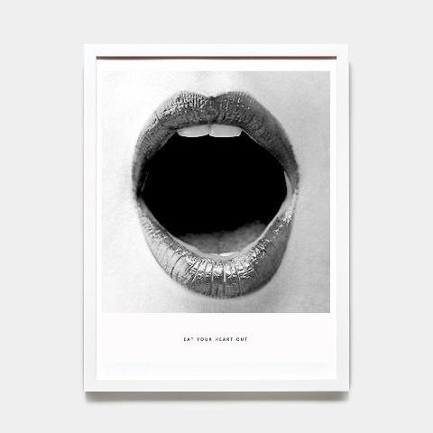 Thumbnail: Eat Your Heart Out Kitchen or Nook Mouth Black & White Minimalist Artwork Poster