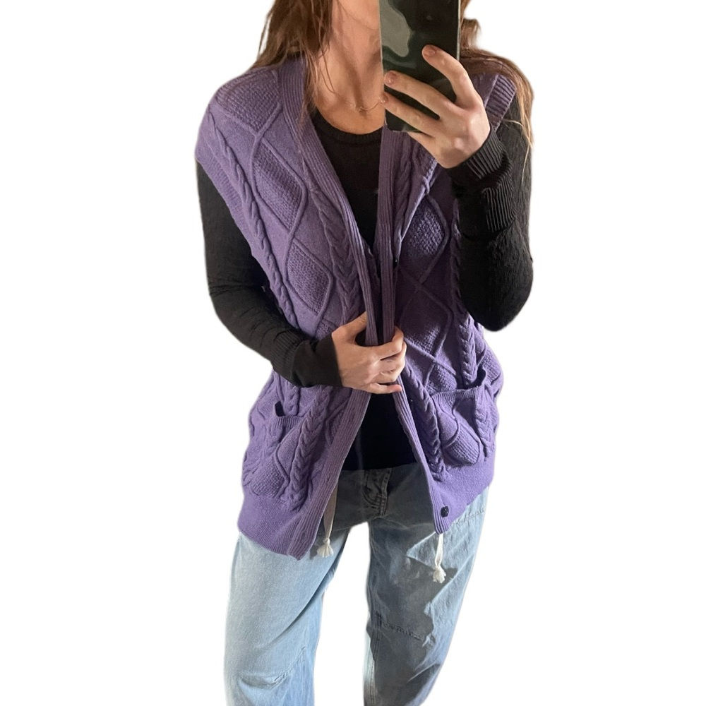 Vintage PJ Paul Jones Plus Size 2xl Purple Knit Button Down Sweater Vest
