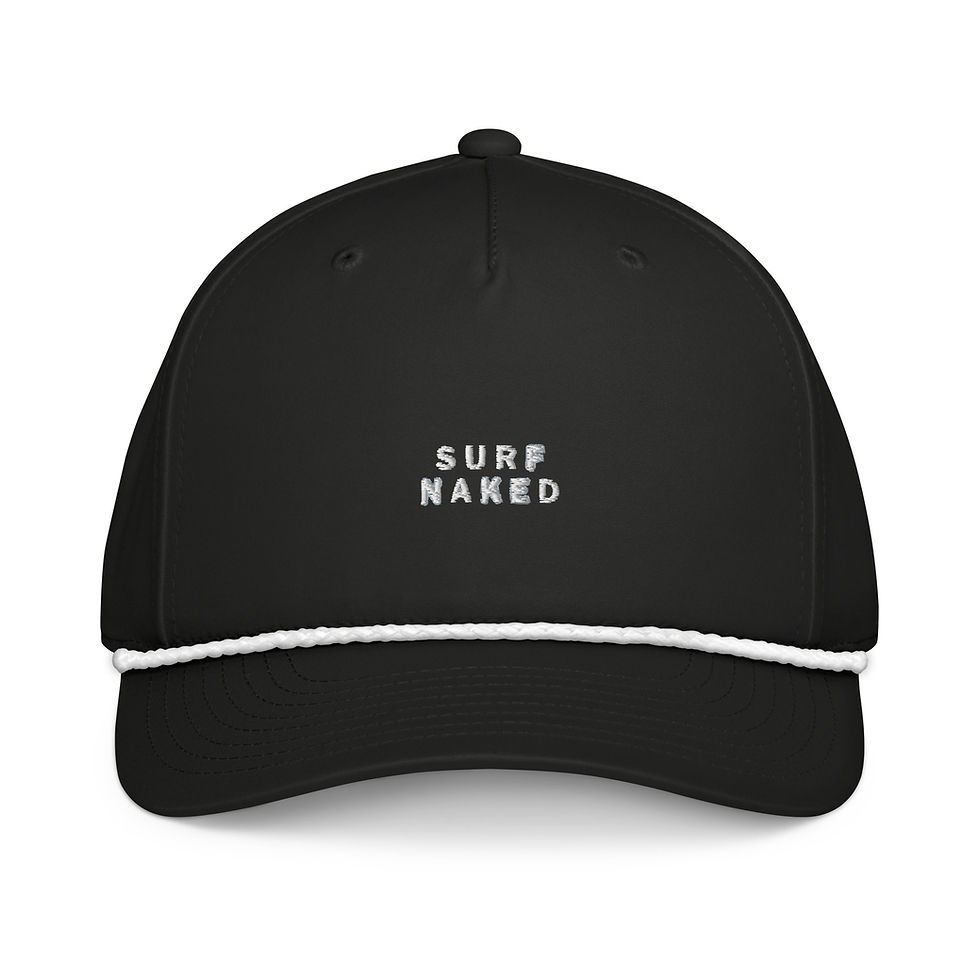 Thumbnail: Surf Naked Embroidered Classic Rope Cap Hat Black and White Snapback