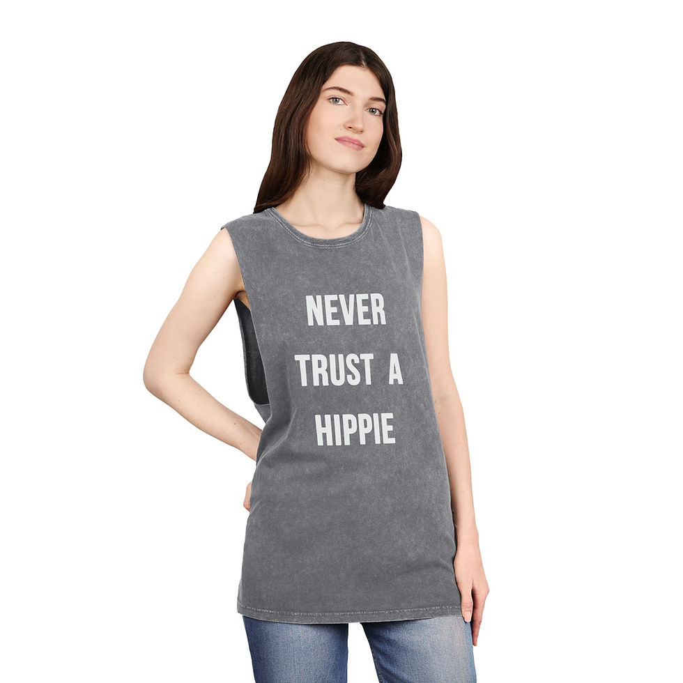Thumbnail: Never Trust a Hippie Unisex Stonewash Deep cut out Muscle Tank Top Shirt