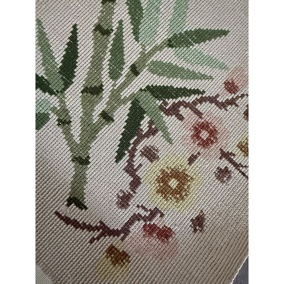 Thumbnail: Vintage Chinese Rug Silk Wall Tapestry Hand Knotted Rug Carpet Floral 19” X 12”