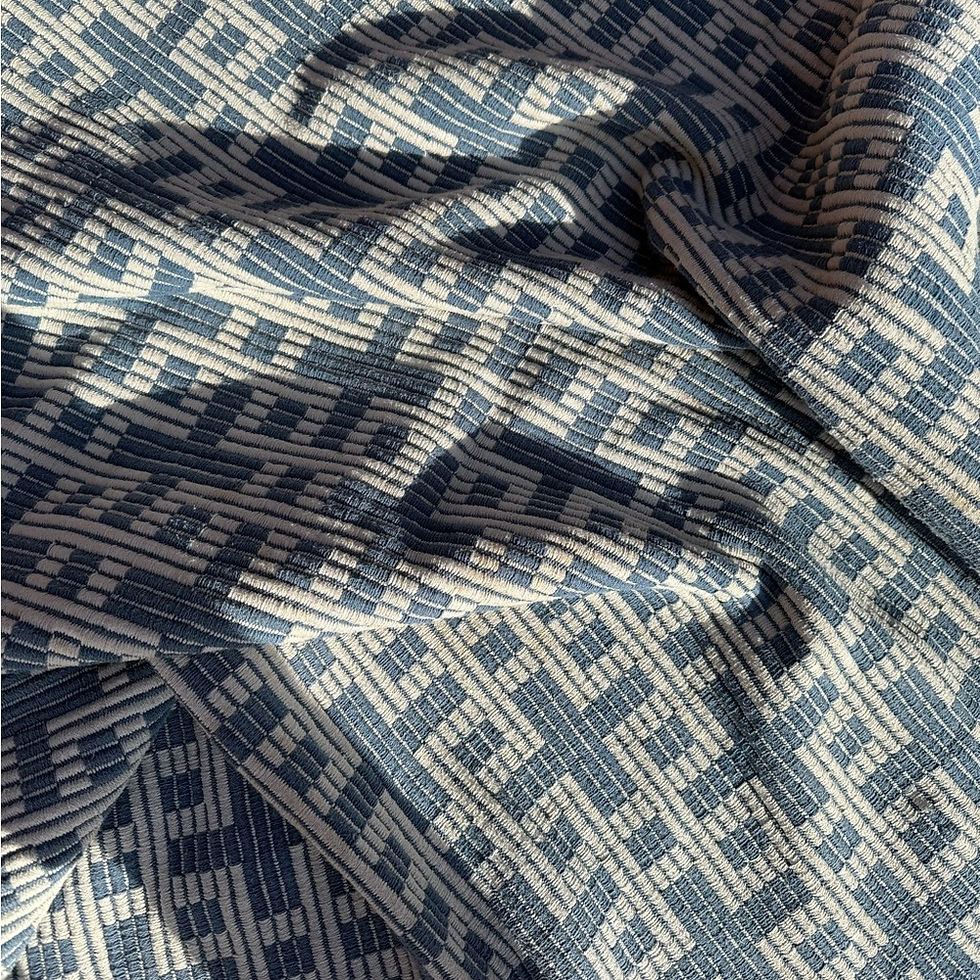 Thumbnail: Moroccan Blue and White Geometric Patterned Rug Reversible 5x7’