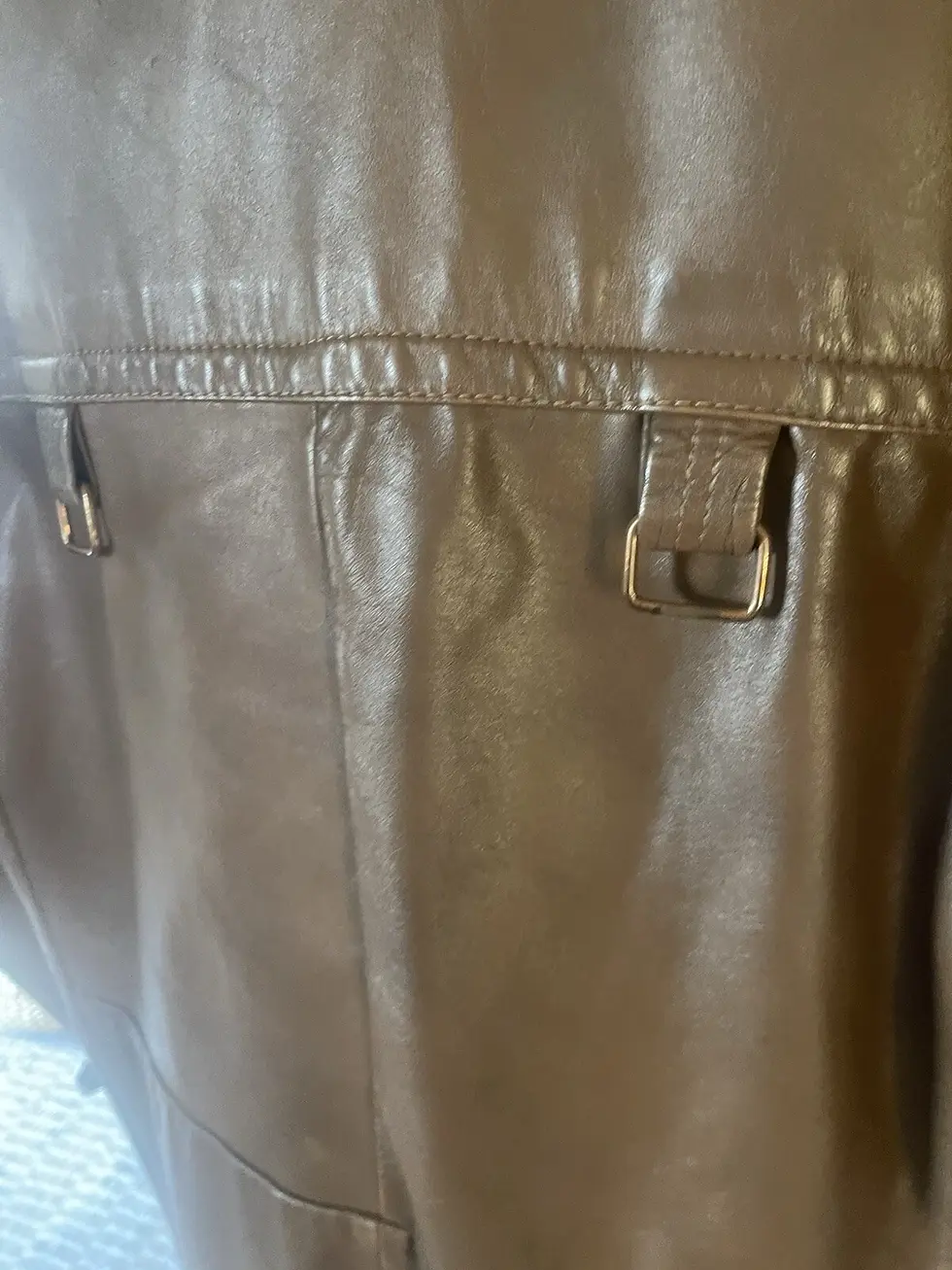 Thumbnail: Vintage 90s Dark Brown/Tan Leather  Full Trench Coat  Unisex Oversized