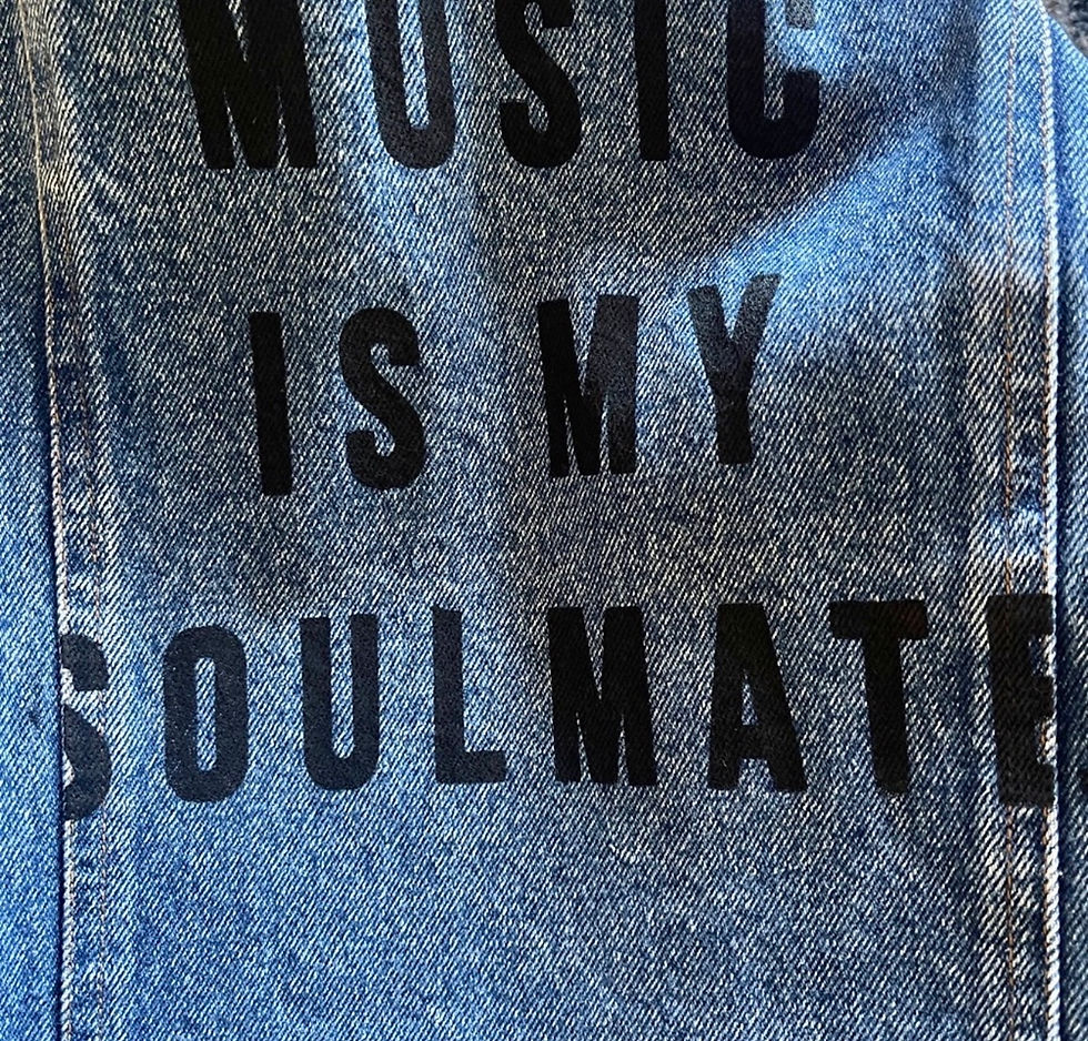 Thumbnail: Custom vintage music is my soulmate 80s Jean denim jacket women’s art to wear