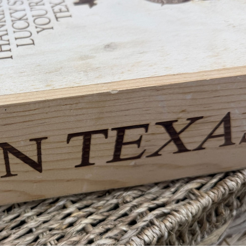 Thumbnail: RARE Vintage Made in Texas Slide Top Storage Box Wooden Texas Themed Wine Box