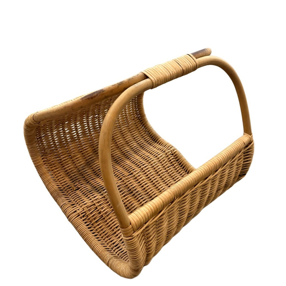 Thumbnail: Vintage Rattan Wicker Magazine Holder Carry All Basket Decor French Style