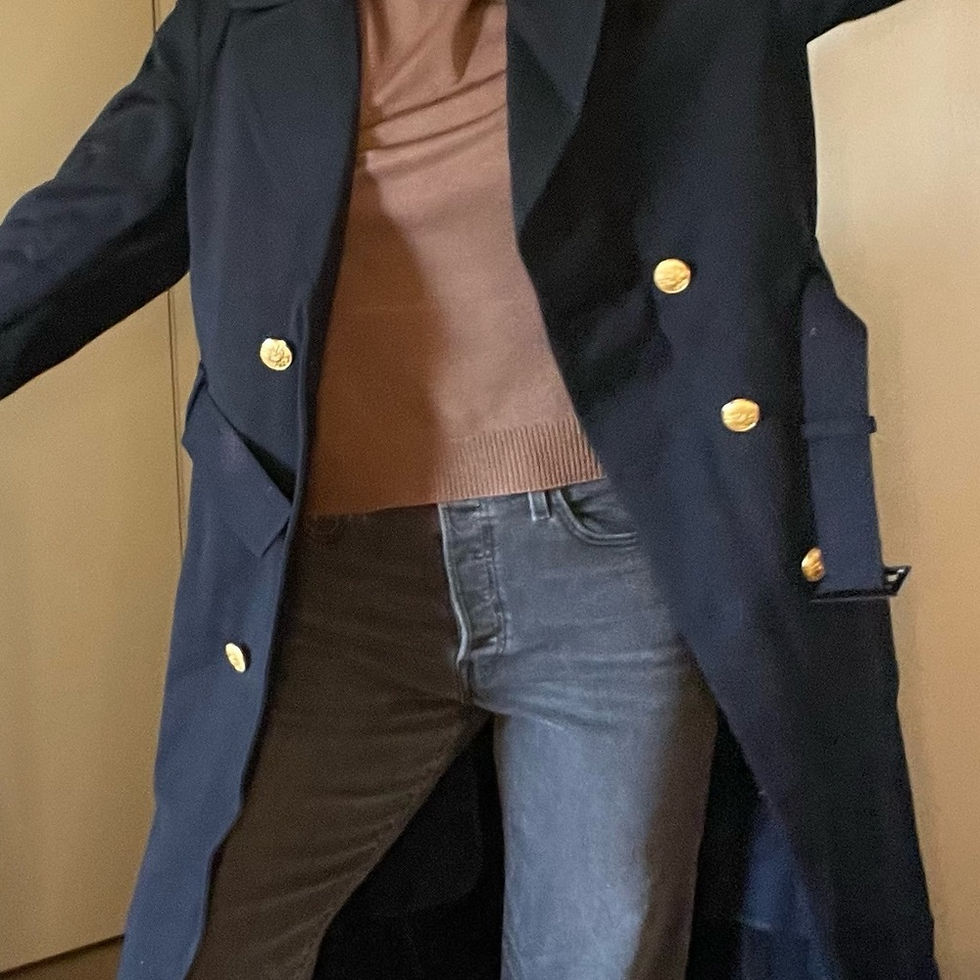 Thumbnail: Vintage Navy Military Peacoat Wool Trench Coat Belted Good Buttons Nautical