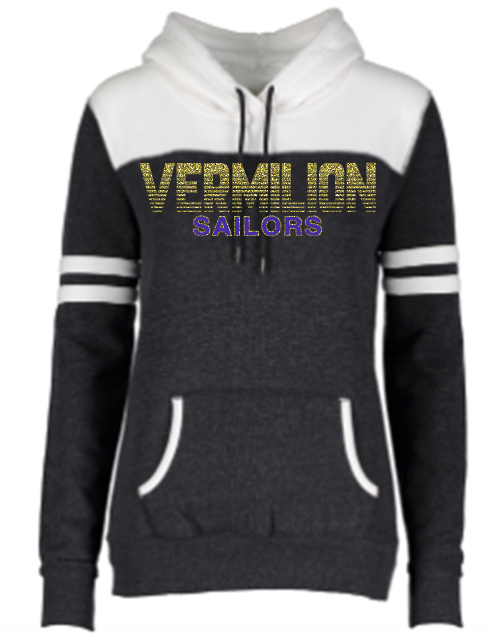 Ladies Colorblock Hoodie with Glitter Logo