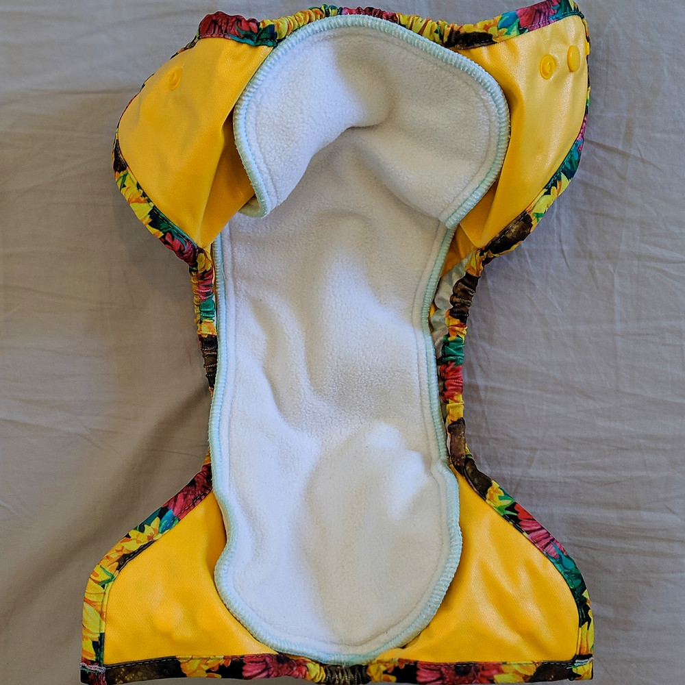 Hemp insert inside All in Two Buttons Diaper wrap