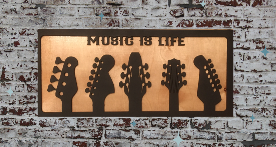 Thumbnail: Music Is Life - Guitar Head Wall Decor